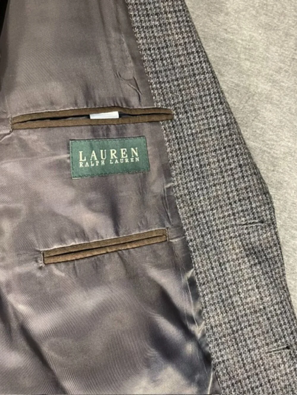 Lauren Ralph Lauren Blazer Mens 42R Gray Wool Herringbone Elbow Patch Sport Coat